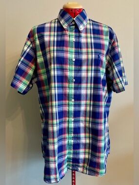 Ralph Lauren - all cotton plaid short sleeve button up shirt Size Large